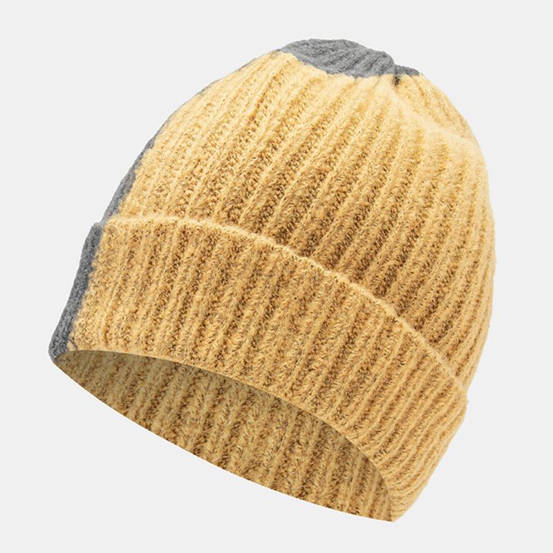 Unisex Vinterfarve Matchende Enkel Strikhue Udendørs Casual All-match Elastik Ørebeskyttelse Varm Beanie Hat