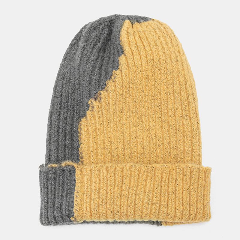 Unisex Vinterfarve Matchende Enkel Strikhue Udendørs Casual All-match Elastik Ørebeskyttelse Varm Beanie Hat