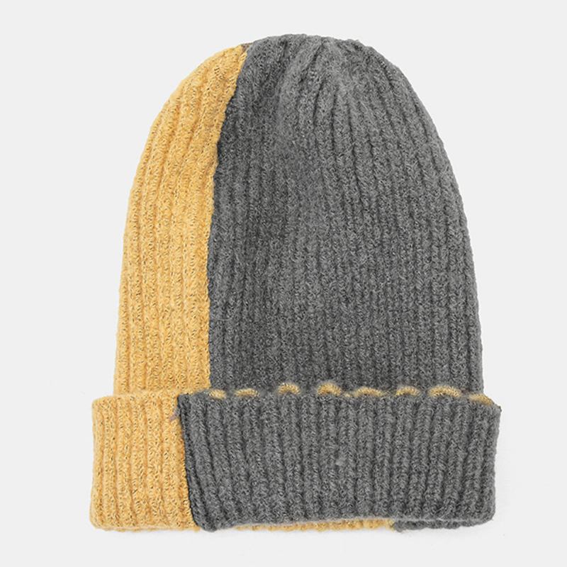 Unisex Vinterfarve Matchende Enkel Strikhue Udendørs Casual All-match Elastik Ørebeskyttelse Varm Beanie Hat