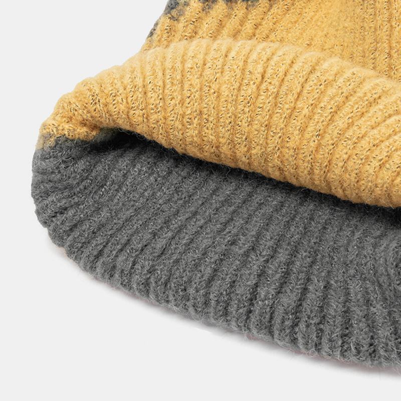 Unisex Vinterfarve Matchende Enkel Strikhue Udendørs Casual All-match Elastik Ørebeskyttelse Varm Beanie Hat