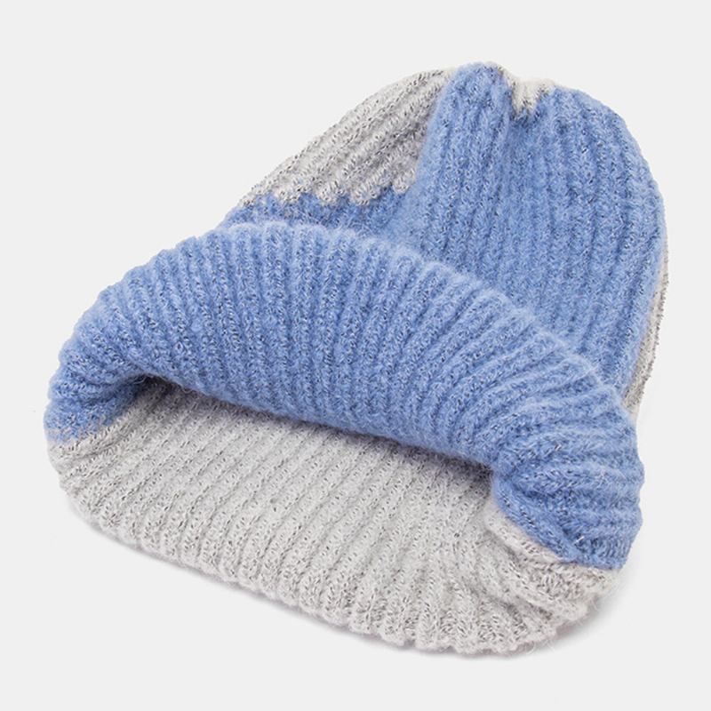 Unisex Vinterfarve Matchende Enkel Strikhue Udendørs Casual All-match Elastik Ørebeskyttelse Varm Beanie Hat