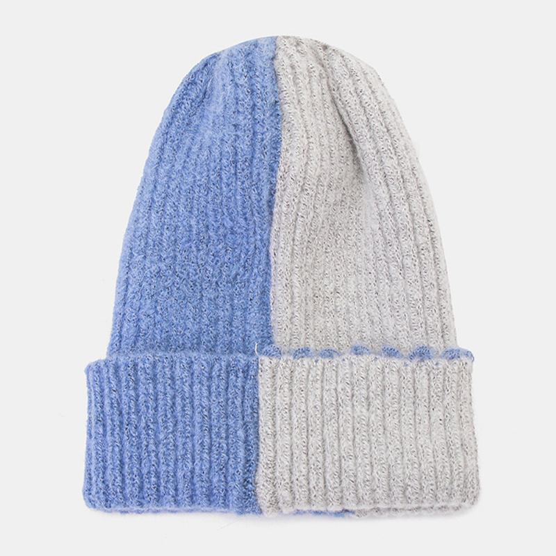 Unisex Vinterfarve Matchende Enkel Strikhue Udendørs Casual All-match Elastik Ørebeskyttelse Varm Beanie Hat