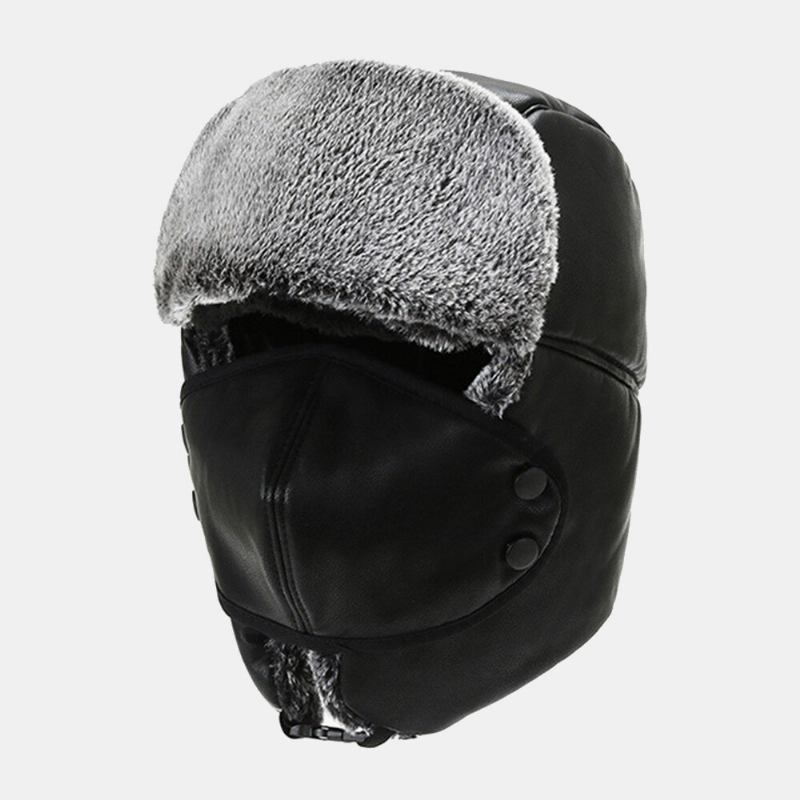 Unisex Winter Thicken Warm Trapper Huer Aftagelig Maske Gardin Udendørs Vindtæt Ørebeskyttelse Russisk Huer Ushanka Hat