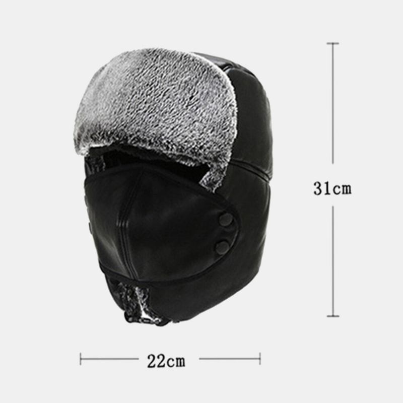 Unisex Winter Thicken Warm Trapper Huer Aftagelig Maske Gardin Udendørs Vindtæt Ørebeskyttelse Russisk Huer Ushanka Hat