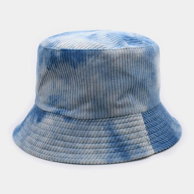 Unsiex Dobbeltsidet Tie-dye Corduroy Og Bomuld Varm Blød Udendørs Casual All-match Bucket Hat