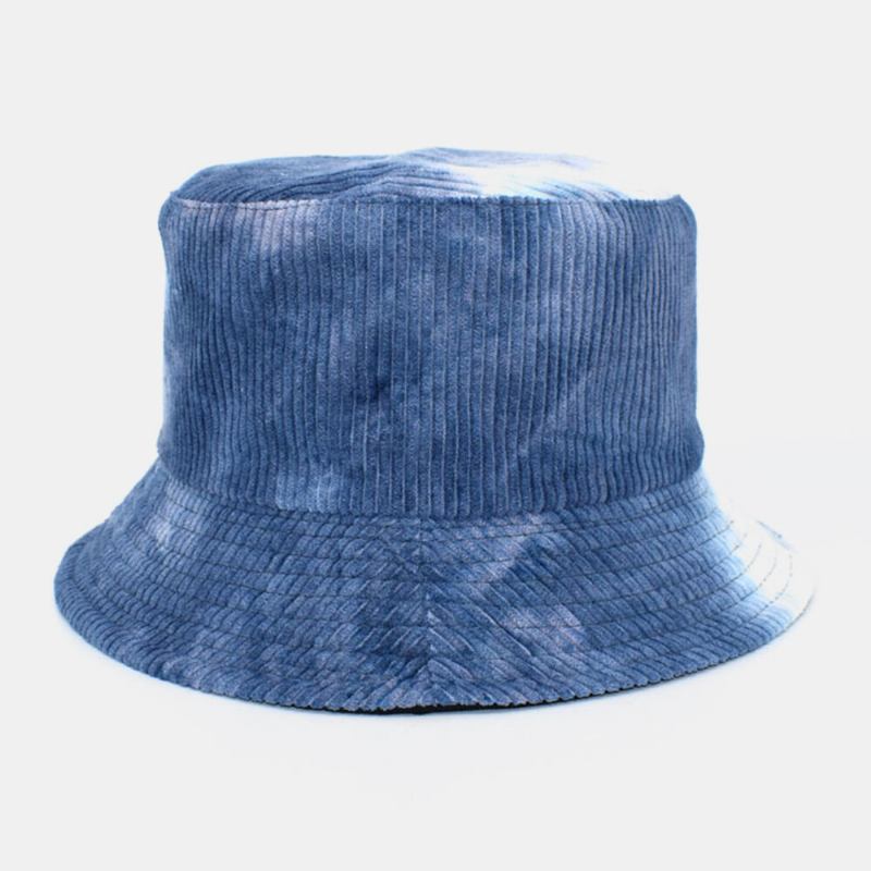 Unsiex Dobbeltsidet Tie-dye Corduroy Og Bomuld Varm Blød Udendørs Casual All-match Bucket Hat