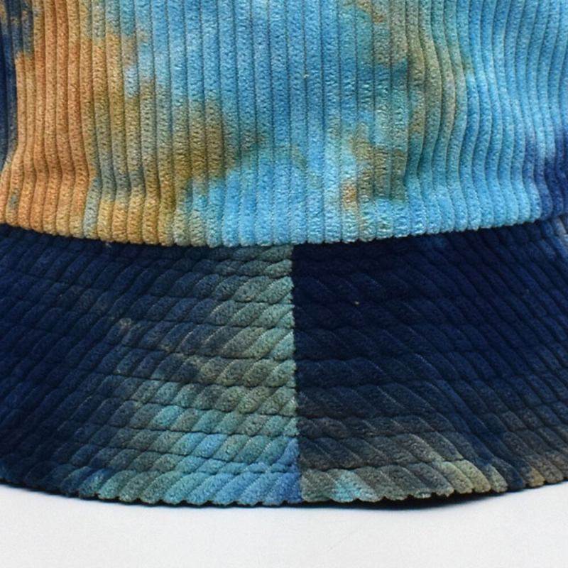 Unsiex Dobbeltsidet Tie-dye Corduroy Og Bomuld Varm Blød Udendørs Casual All-match Bucket Hat