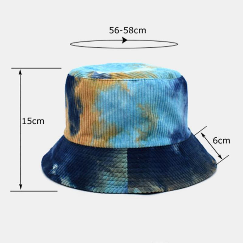 Unsiex Dobbeltsidet Tie-dye Corduroy Og Bomuld Varm Blød Udendørs Casual All-match Bucket Hat