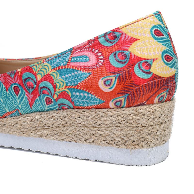 Dame Espadrille Comfy Wedge Peep Toe Slip On Platforms