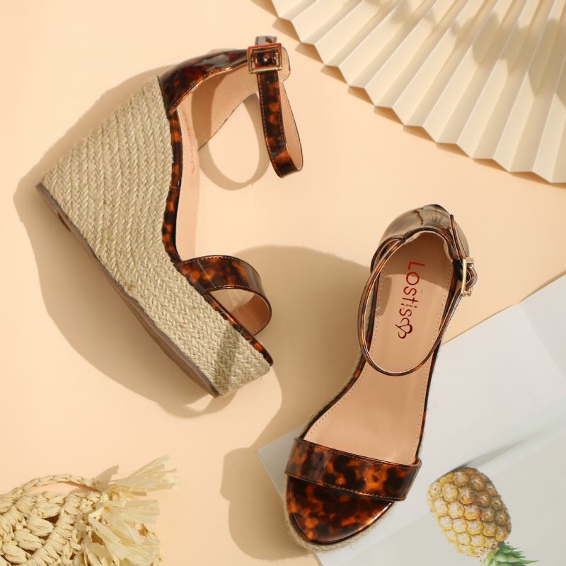 Dame Leopardprint Espadrille Platform Sandaler