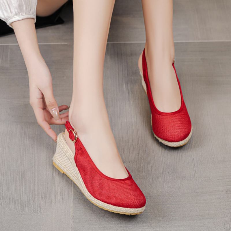 Kvinder Casual Linned Stof Espadrilles Wedges Sko