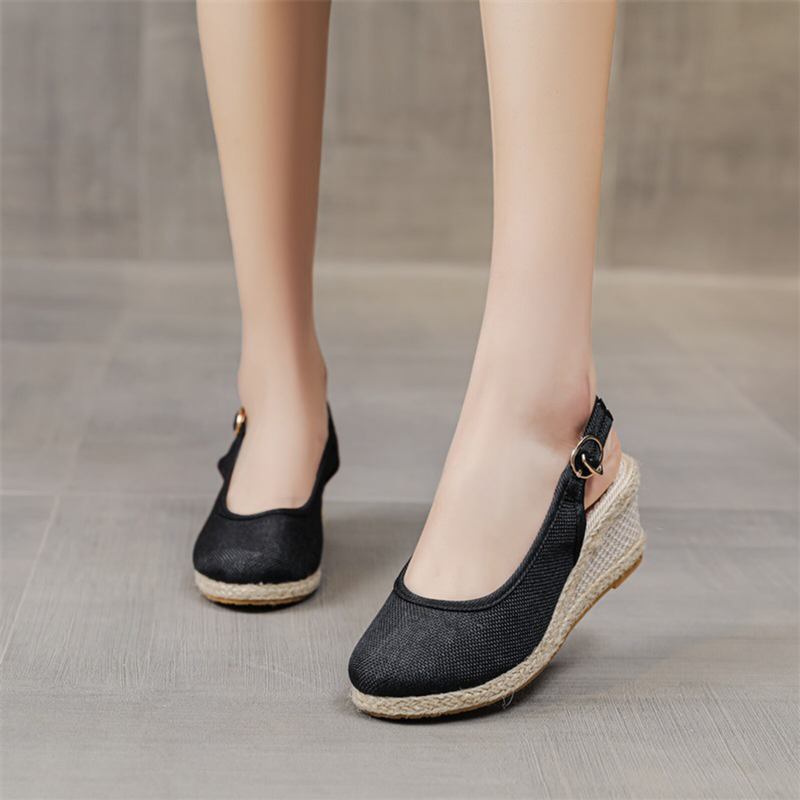 Kvinder Casual Linned Stof Espadrilles Wedges Sko