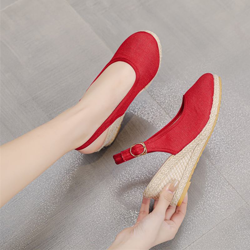 Kvinder Casual Linned Stof Espadrilles Wedges Sko