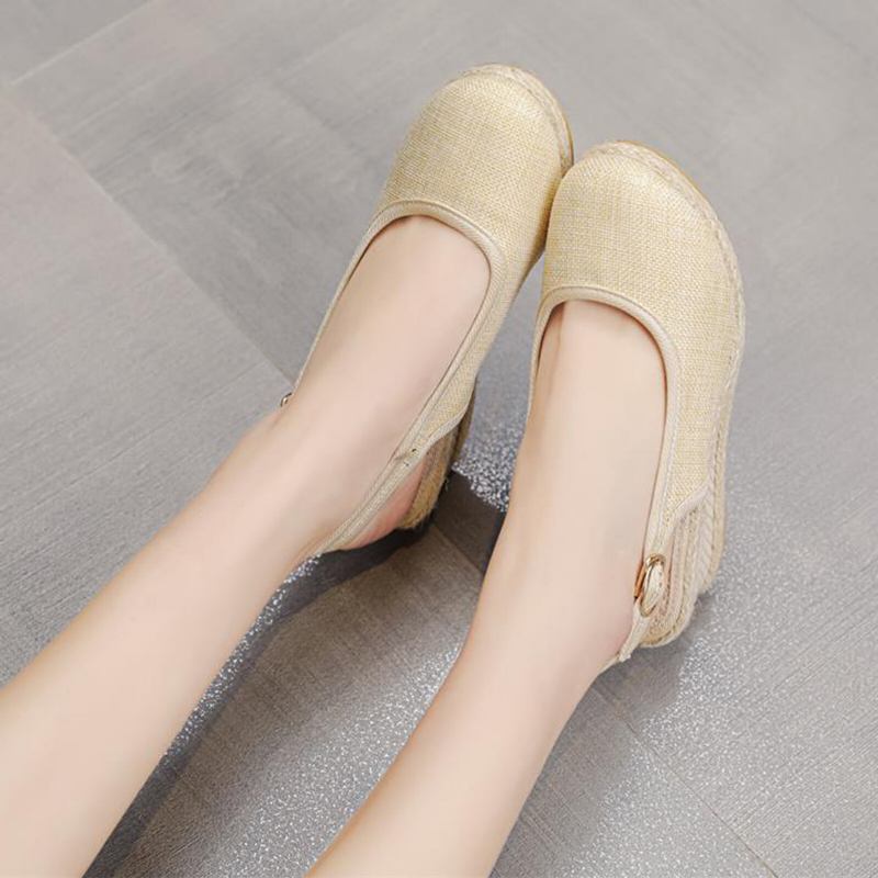 Kvinder Casual Linned Stof Espadrilles Wedges Sko