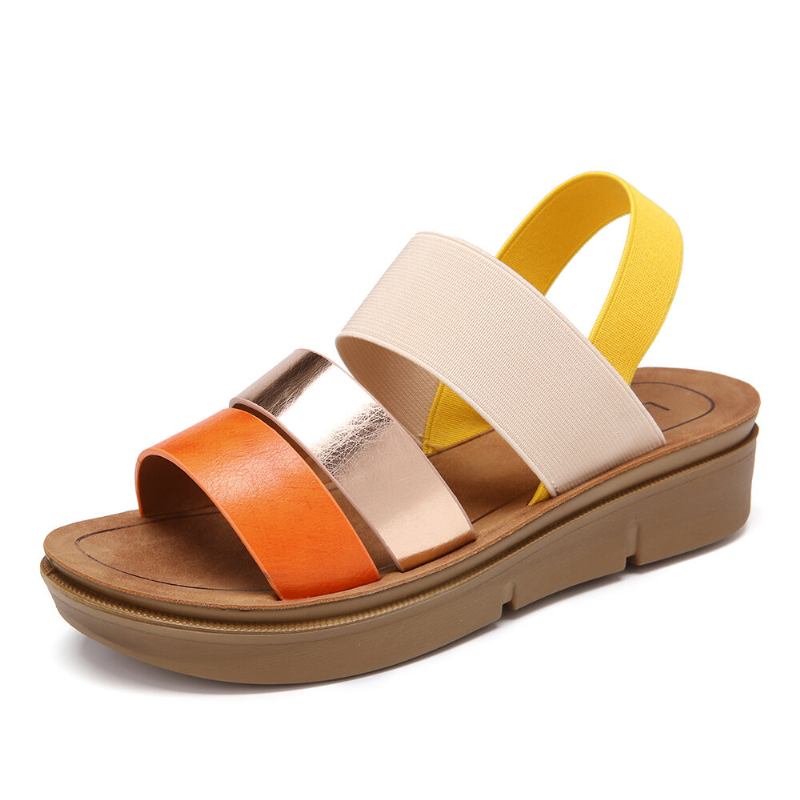 Kvinder Colorblock Cross Elastisk Strap Platform Sandaler