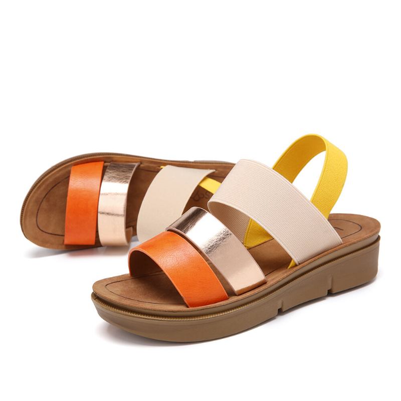 Kvinder Colorblock Cross Elastisk Strap Platform Sandaler