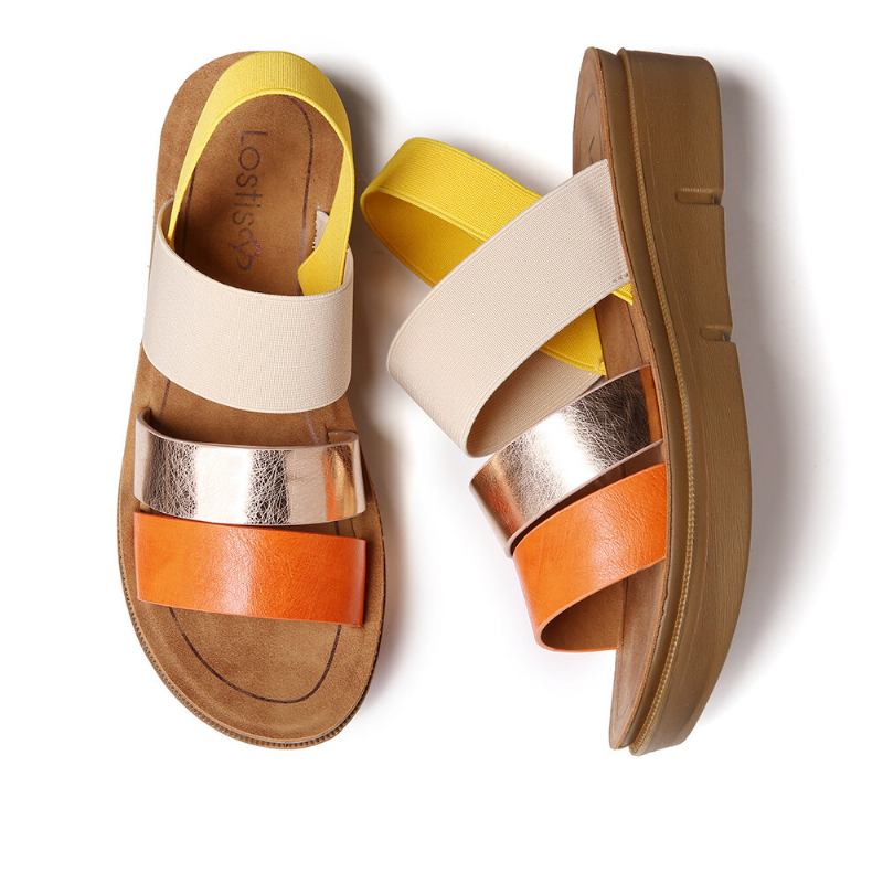 Kvinder Colorblock Cross Elastisk Strap Platform Sandaler