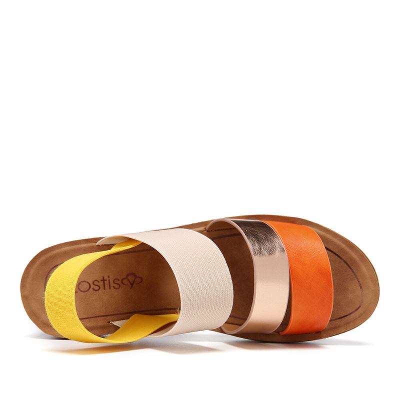 Kvinder Colorblock Cross Elastisk Strap Platform Sandaler