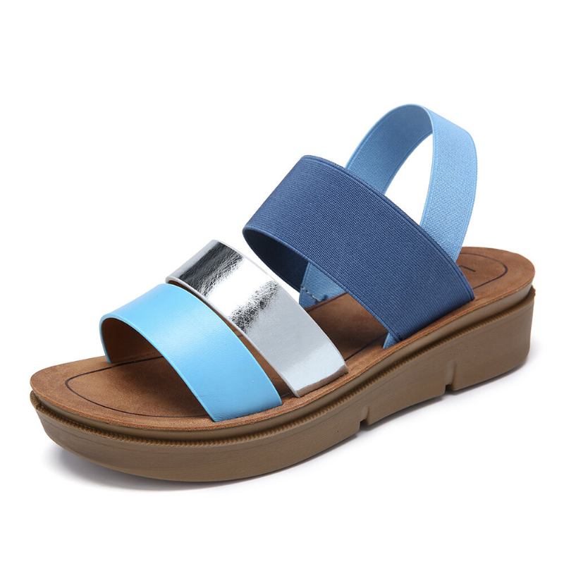 Kvinder Colorblock Cross Elastisk Strap Platform Sandaler