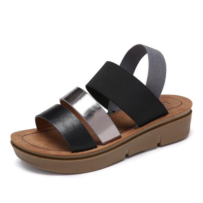 Kvinder Colorblock Cross Elastisk Strap Platform Sandaler