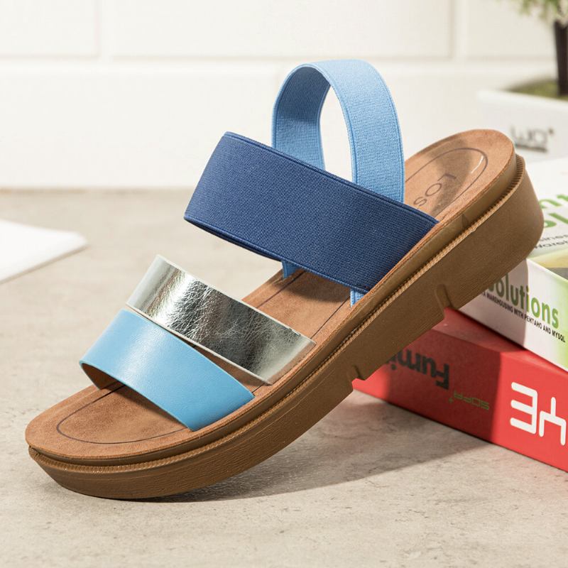 Kvinder Colorblock Cross Elastisk Strap Platform Sandaler