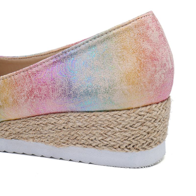 Kvinder Farverig Espadrille Comfy Wedge Peep Toe Platforme