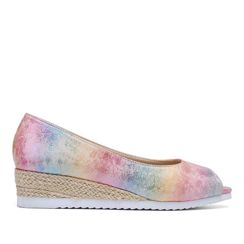 Kvinder Farverig Espadrille Comfy Wedge Peep Toe Platforme