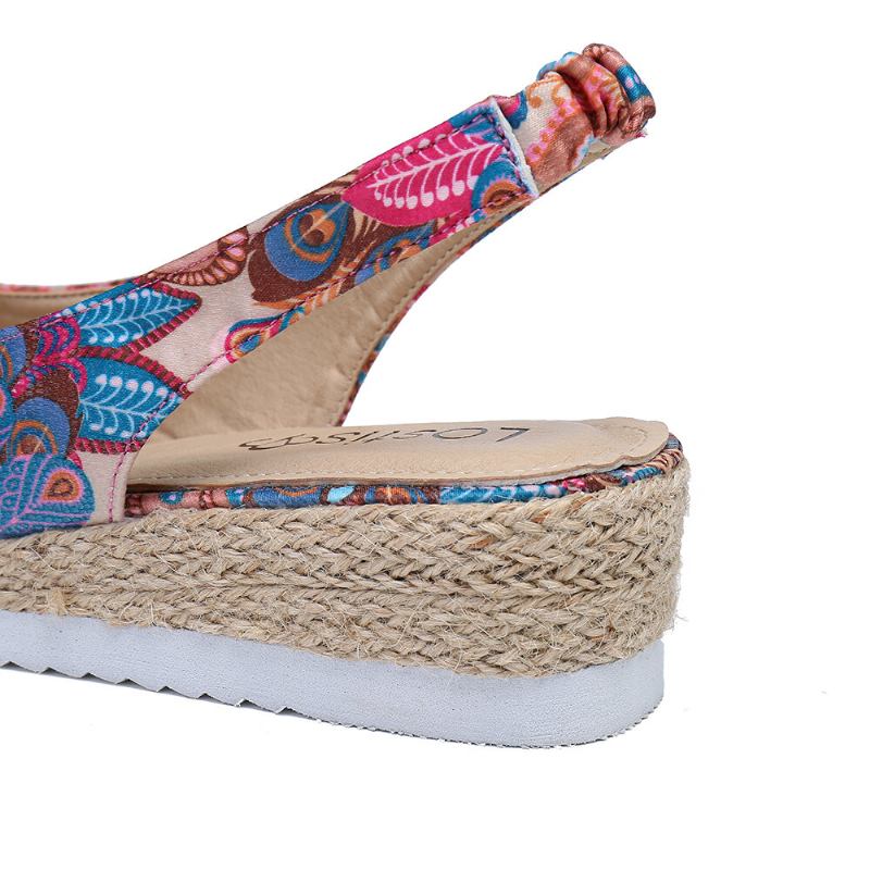 Kvinder Peacock Mønster Espadrille Comfy Wedge Peep Toe Platforme