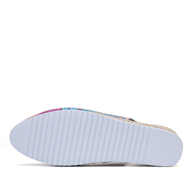 Kvinder Peacock Mønster Espadrille Comfy Wedge Peep Toe Platforme