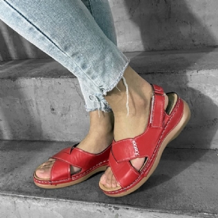 Plus Size Kvinder Casual Komfortabel Krogløkke Sommerferie Håndlavede Stitched Sandaler