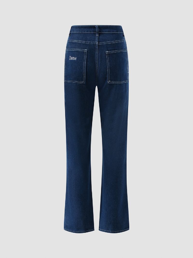 Brevbroderede Jeans Med Mellemtalje