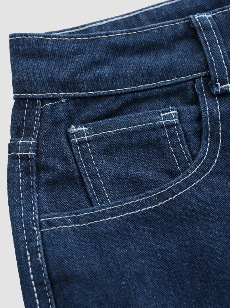 Brevbroderede Jeans Med Mellemtalje