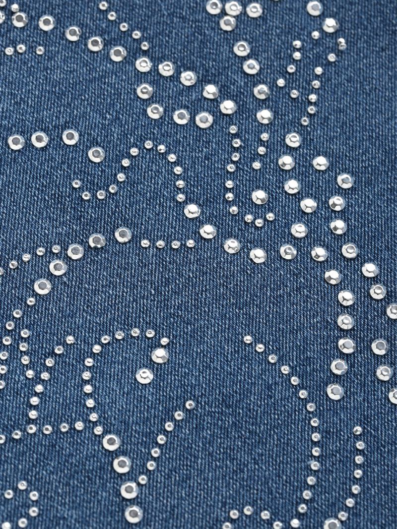 Butterfly Rhinestone Button Flared Jeans