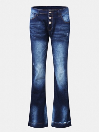 Dame Lommeknap Denim Casual Bell-bottoms Jeans