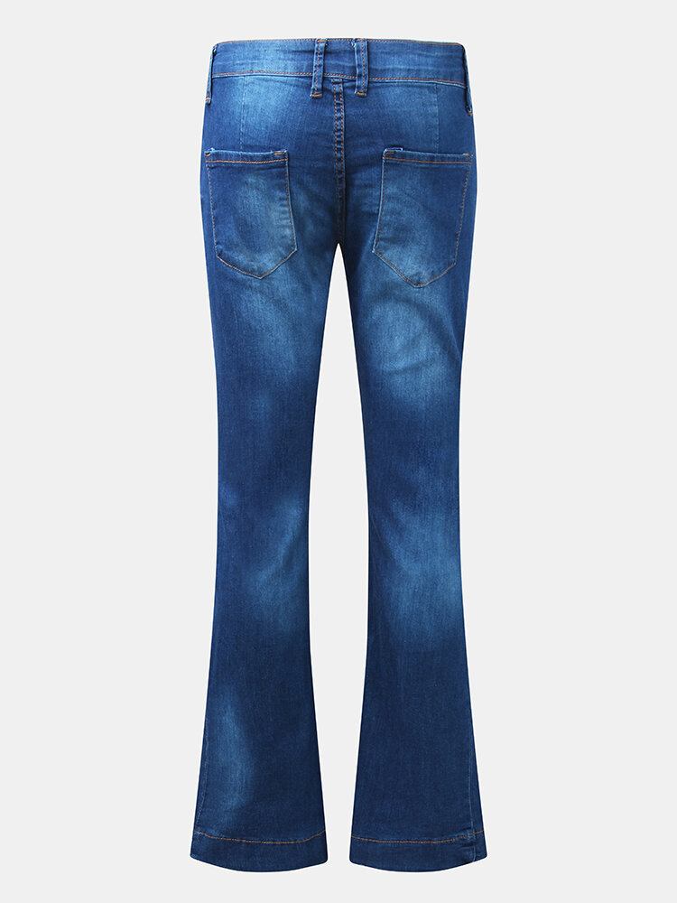 Dame Lommeknap Denim Casual Bell-bottoms Jeans