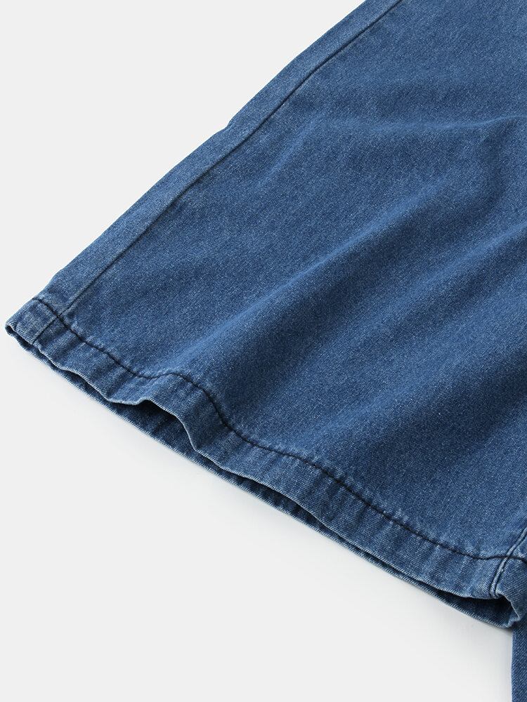 Kvinder Casual Lynlås Flue Snøring Midtalje Brede Ben Jeans Med Lomme