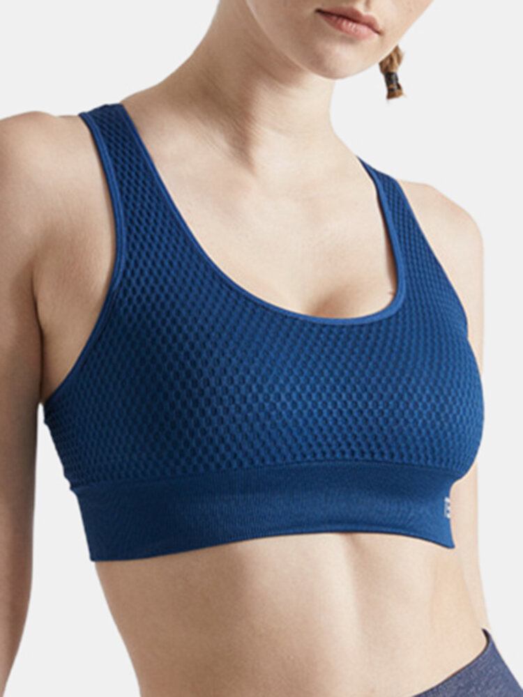 Dame Tank Top Trådløs Fuld Dækning Åndbar Plain Sports Yoga Bh