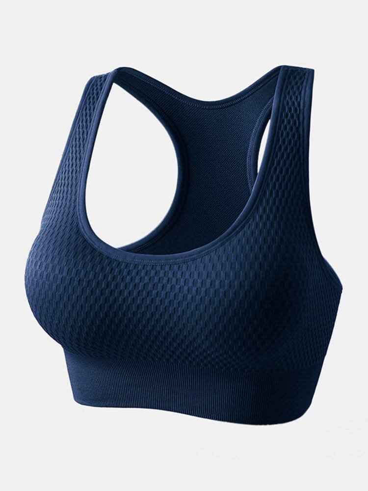 Dame Tank Top Trådløs Fuld Dækning Åndbar Plain Sports Yoga Bh