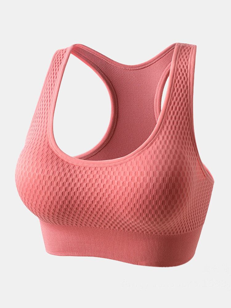 Dame Tank Top Trådløs Fuld Dækning Åndbar Plain Sports Yoga Bh