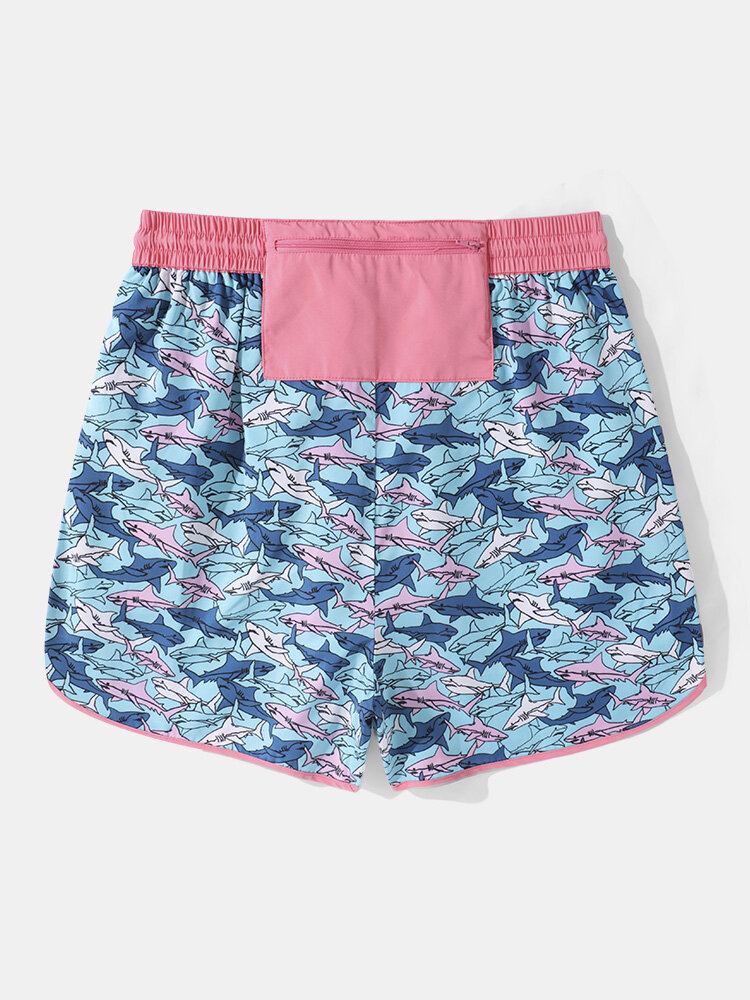 Herre Allover Shark Graphic Hit Moisture Wicking Sports Shorts