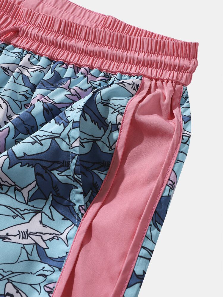 Herre Allover Shark Graphic Hit Moisture Wicking Sports Shorts