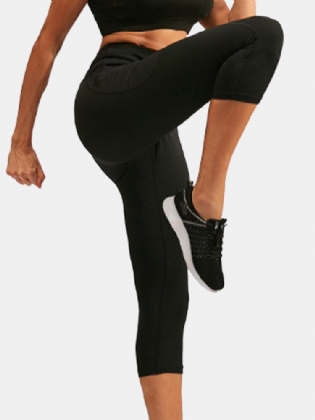 Kvinder Ensfarvet Fugttransporterende Sport Yoga High Waist Bukser
