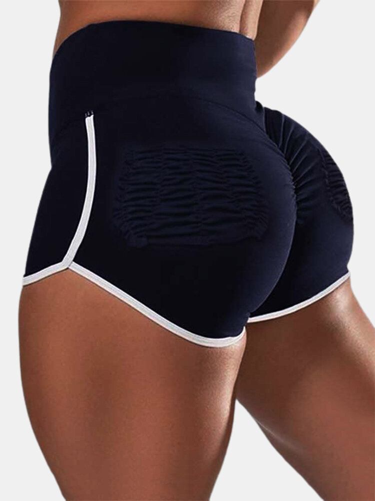 Kvinder Kontrastfarver Yoga High Waist Fitness Shorts