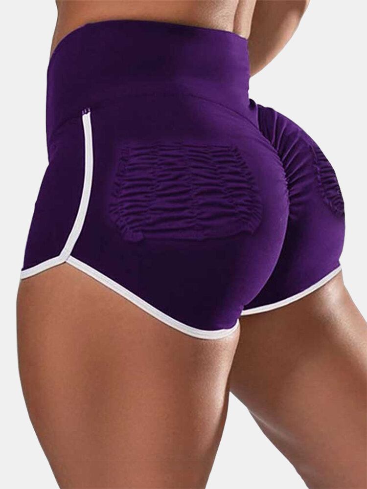 Kvinder Kontrastfarver Yoga High Waist Fitness Shorts