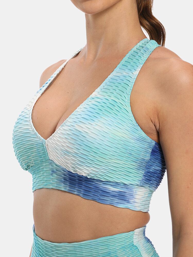 Kvinder Tie-dye Wireless Jacquard Sports Yoga Bh