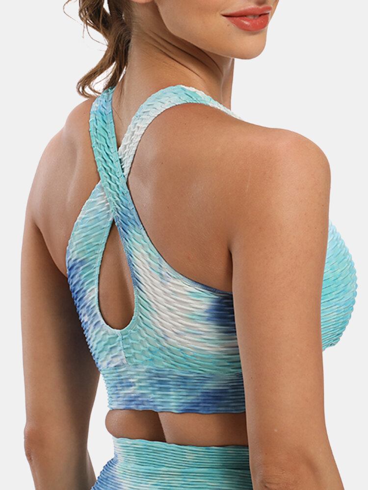 Kvinder Tie-dye Wireless Jacquard Sports Yoga Bh