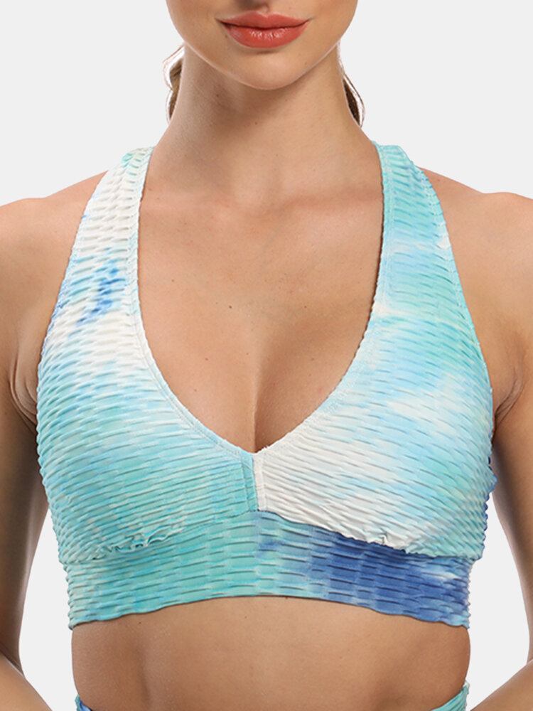 Kvinder Tie-dye Wireless Jacquard Sports Yoga Bh