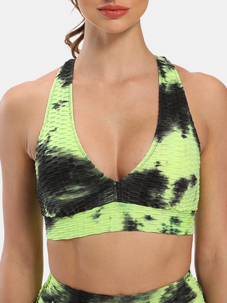 Kvinder Tie-dye Wireless Jacquard Sports Yoga Bh