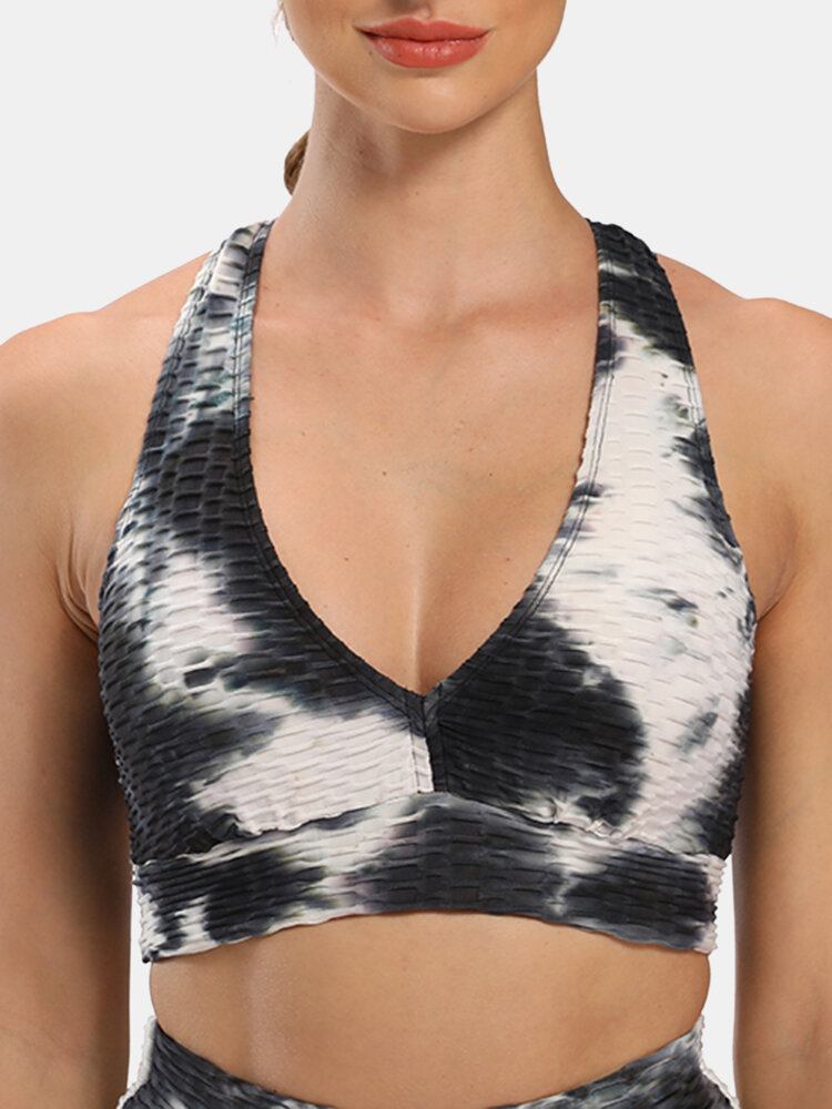 Kvinder Tie-dye Wireless Jacquard Sports Yoga Bh