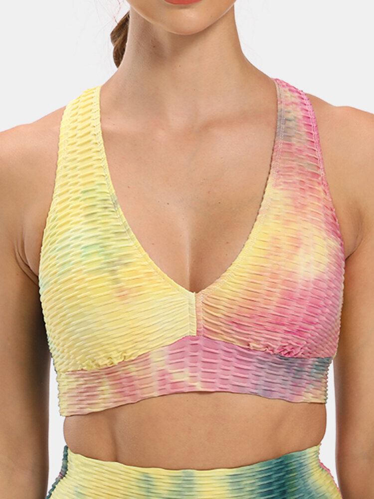 Kvinder Tie-dye Wireless Jacquard Sports Yoga Bh